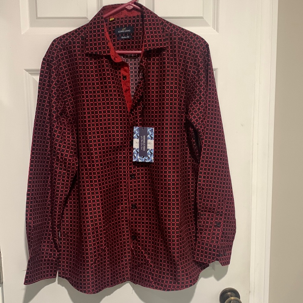Azaro Uomo Men's Slim Fit Business Nautical Button Down Dress Shirt size M